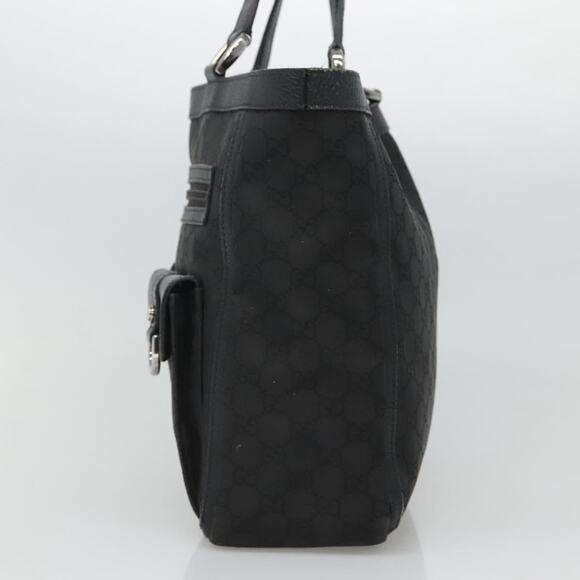 GUCCI GG Canvas Tote Bag Nylon Outlet Black Silver - Picture 5 of 16